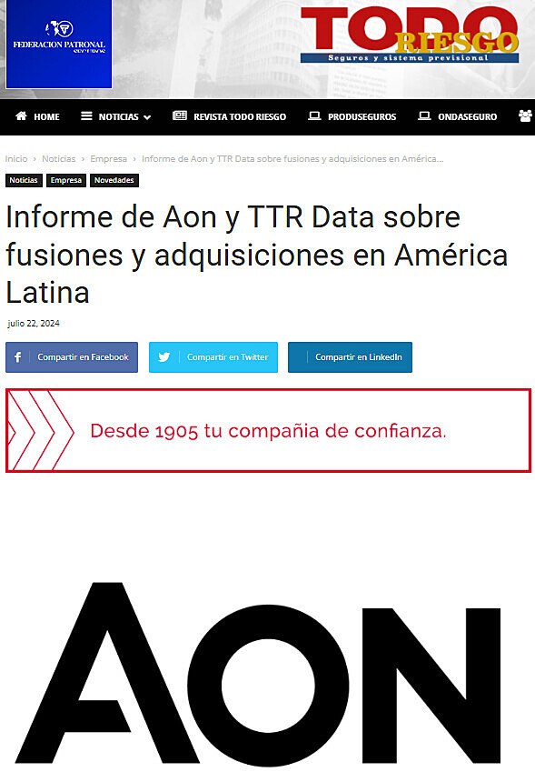 Informe de Aon y TTR Data sobre fusiones y adquisiciones en Amrica Latina